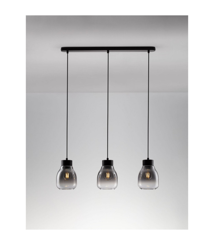 Blacu Bar Pendant Ceiling Light Smokey Grey Black E27 3x12W-4