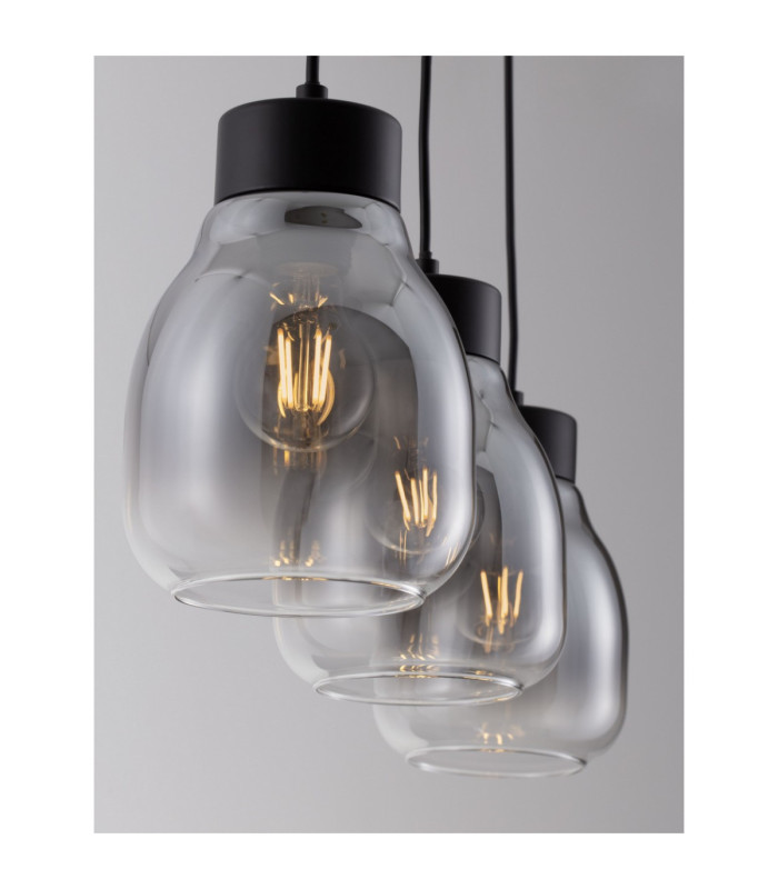 Blacu Bar Pendant Ceiling Light Smokey Grey Black E27 3x12W-5