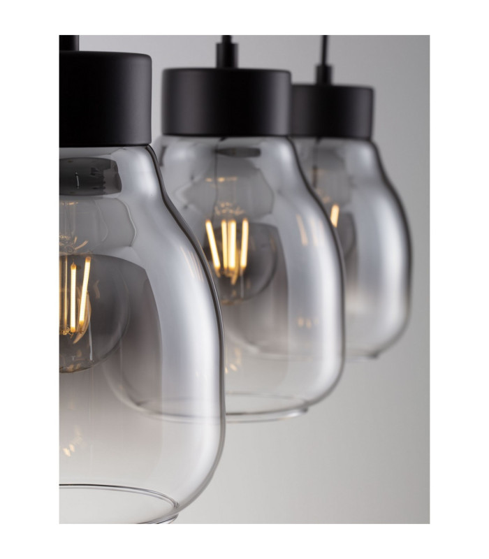 Blacu Bar Pendant Ceiling Light Smokey Grey Black E27 3x12W-6