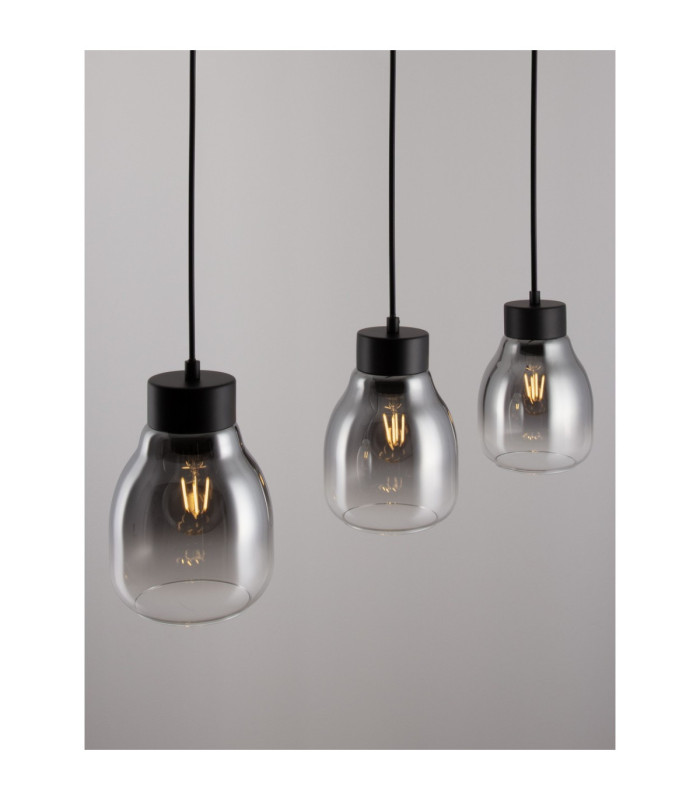Blacu Bar Pendant Ceiling Light Smokey Grey Black E27 3x12W-7