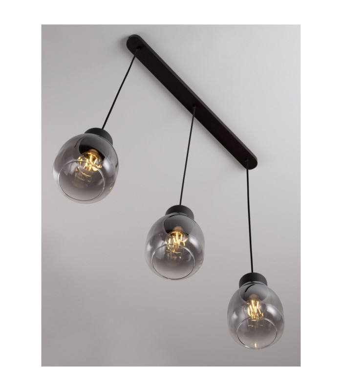Blacu Bar Pendant Ceiling Light Smokey Grey Black E27 3x12W-8