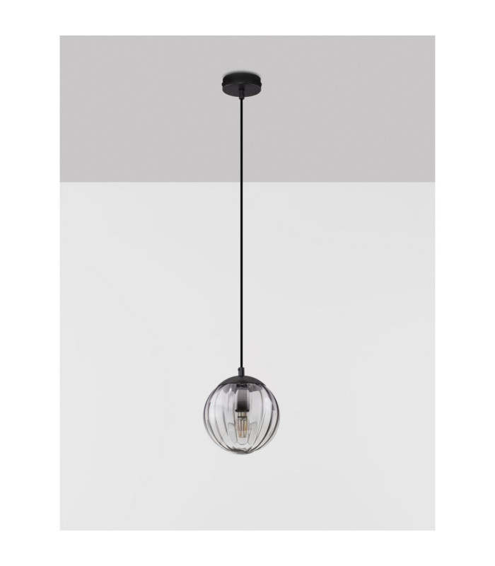 Abbacus Globe Pendant Ceiling Light Smokey Matt Black E27 1x12W-3