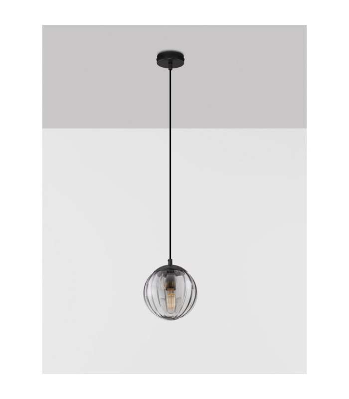Abbacus Globe Pendant Ceiling Light Smokey Matt Black E27 1x12W-4