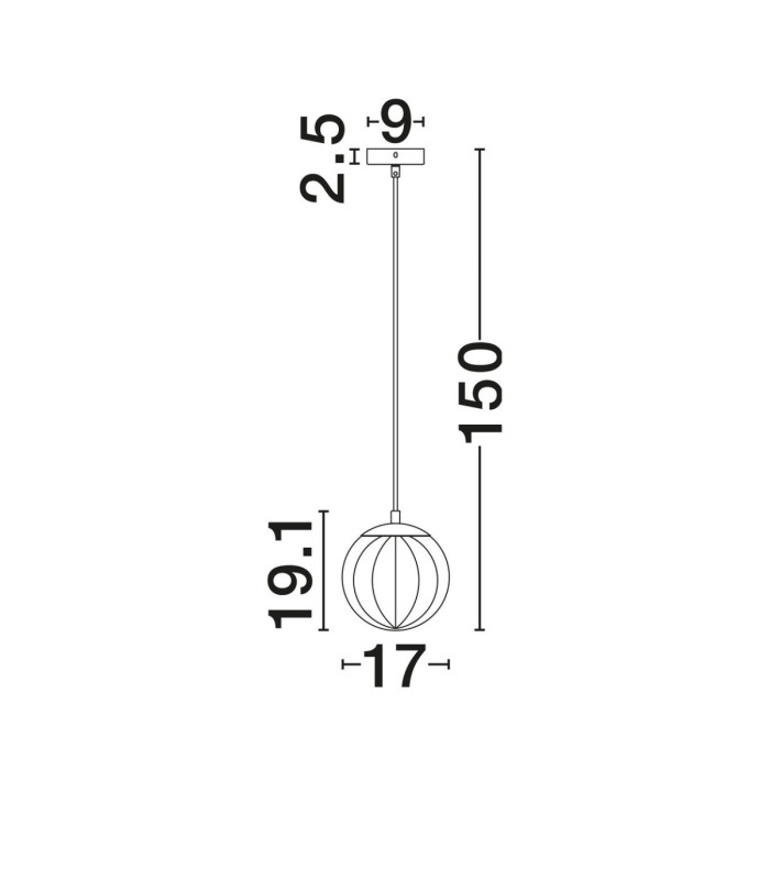 Abbacus Globe Pendant Ceiling Light Smokey Matt Black E27 1x12W-6