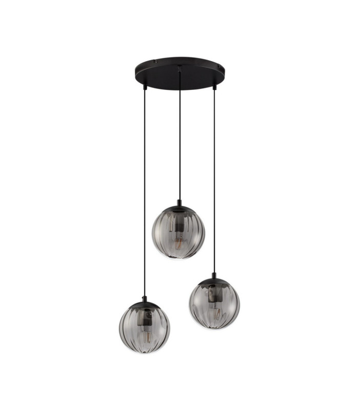 Abbacus Cluster Pendant Ceiling Light Smokey Matt Black E27 3x12W-1