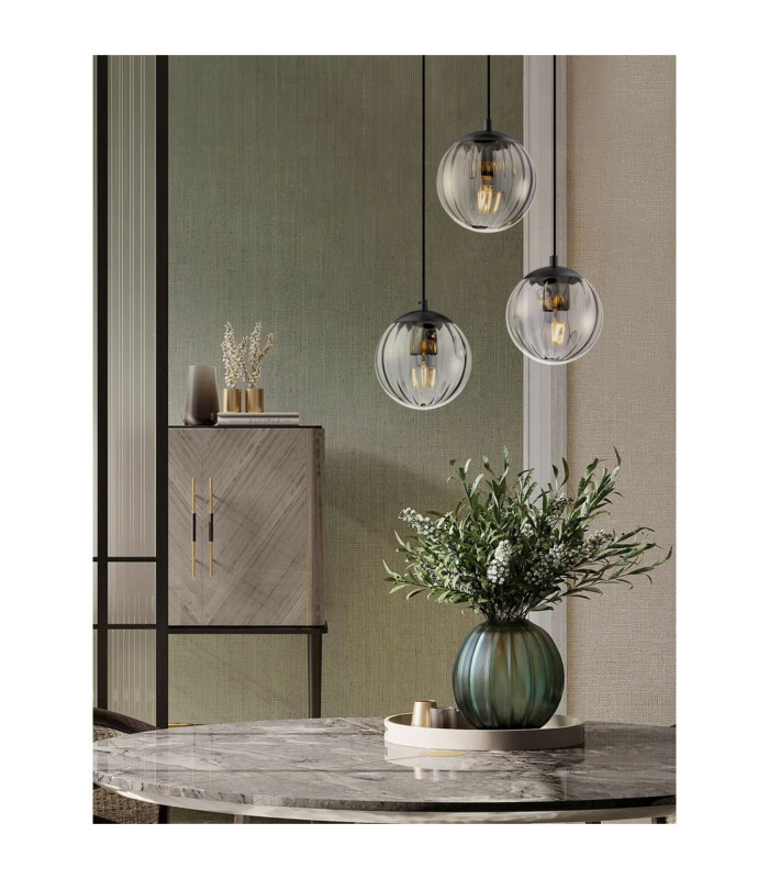 Abbacus Cluster Pendant Ceiling Light Smokey Matt Black E27 3x12W-2
