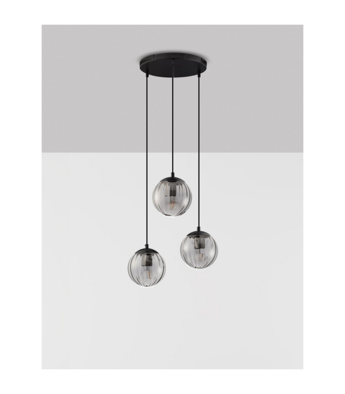 Abbacus Cluster Pendant Ceiling Light Smokey Matt Black E27 3x12W-3