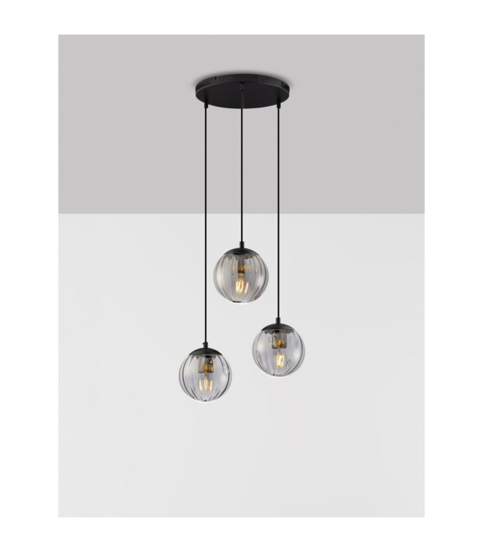 Abbacus Cluster Pendant Ceiling Light Smokey Matt Black E27 3x12W-4