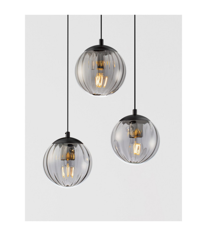 Abbacus Cluster Pendant Ceiling Light Smokey Matt Black E27 3x12W-5