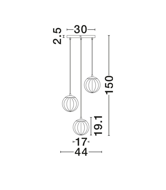 Abbacus Cluster Pendant Ceiling Light Smokey Matt Black E27 3x12W-6