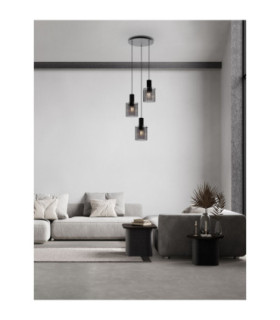 Mirbi Cluster Pendant Ceiling Light Smokey Sandy Black E27 3x12W-2