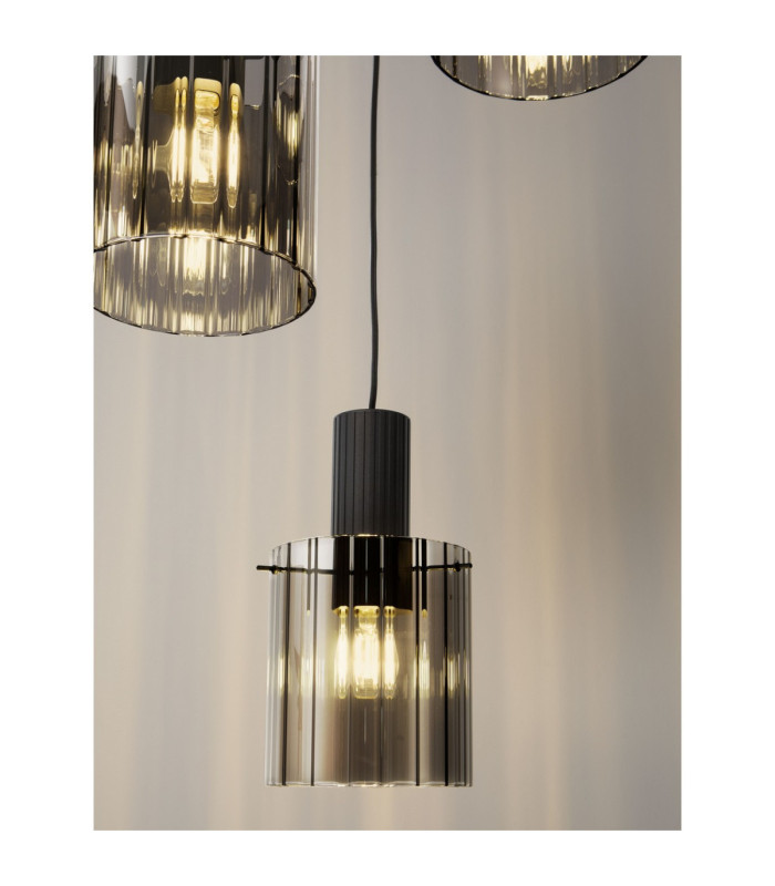 Mirbi Cluster Pendant Ceiling Light Smokey Sandy Black E27 3x12W-5
