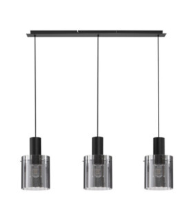 Mirbi Bar Pendant Ceiling Light Smokey Sandy Black E27 3x12W-1