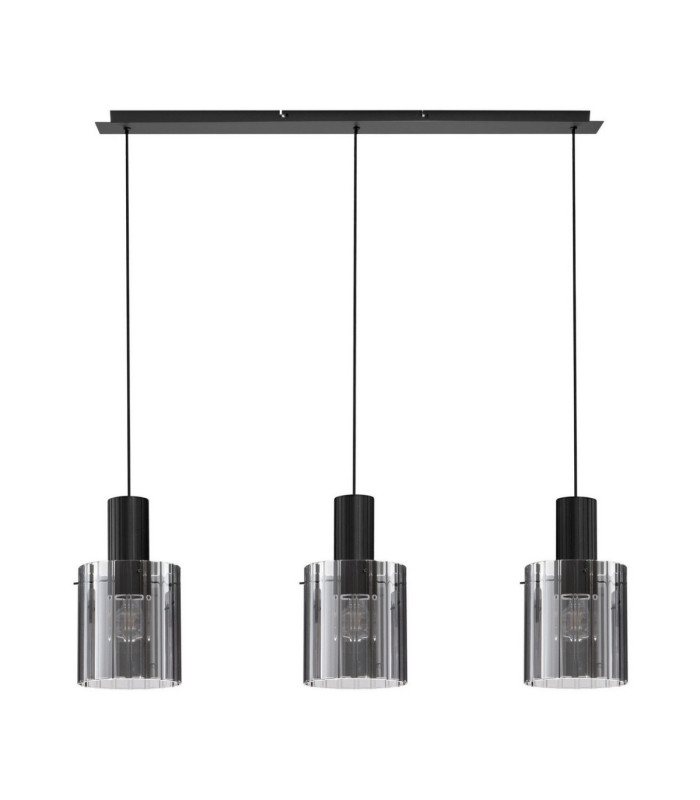 Mirbi Bar Pendant Ceiling Light Smokey Sandy Black E27 3x12W-1