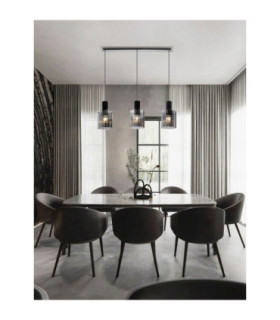 Mirbi Bar Pendant Ceiling Light Smokey Sandy Black E27 3x12W-2