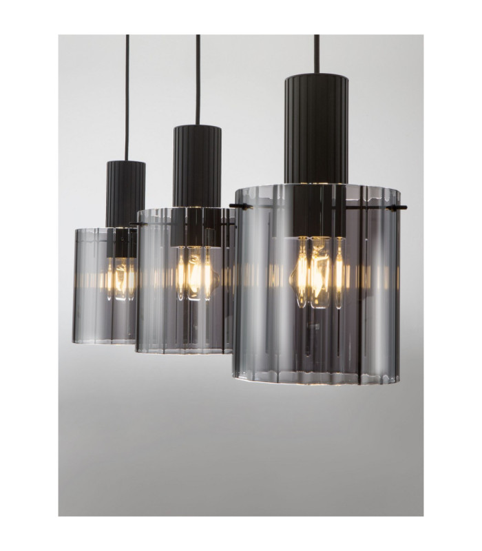 Mirbi Bar Pendant Ceiling Light Smokey Sandy Black E27 3x12W-5