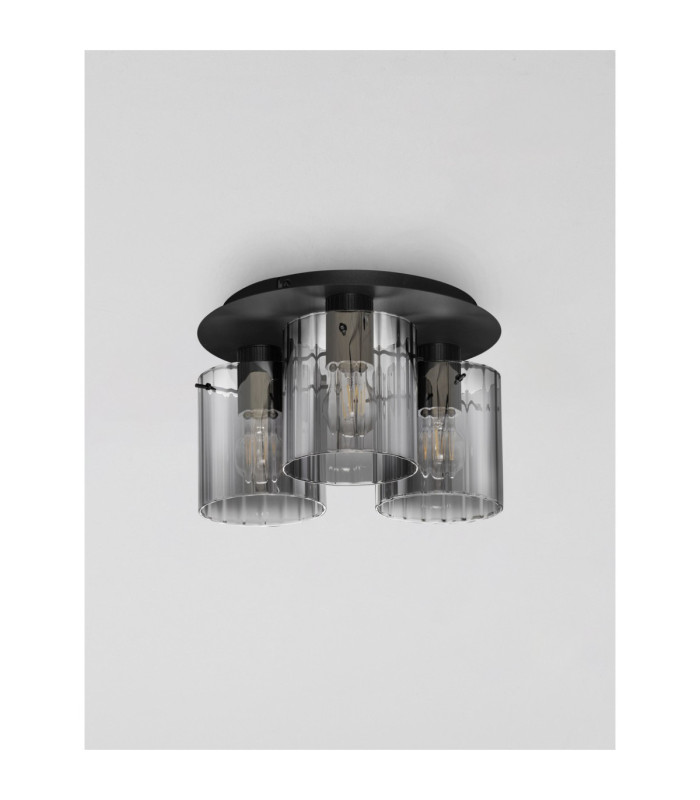 Mirbi Shade Cluster Ceiling Light Smokey Sandy Black E27 3x12W-3