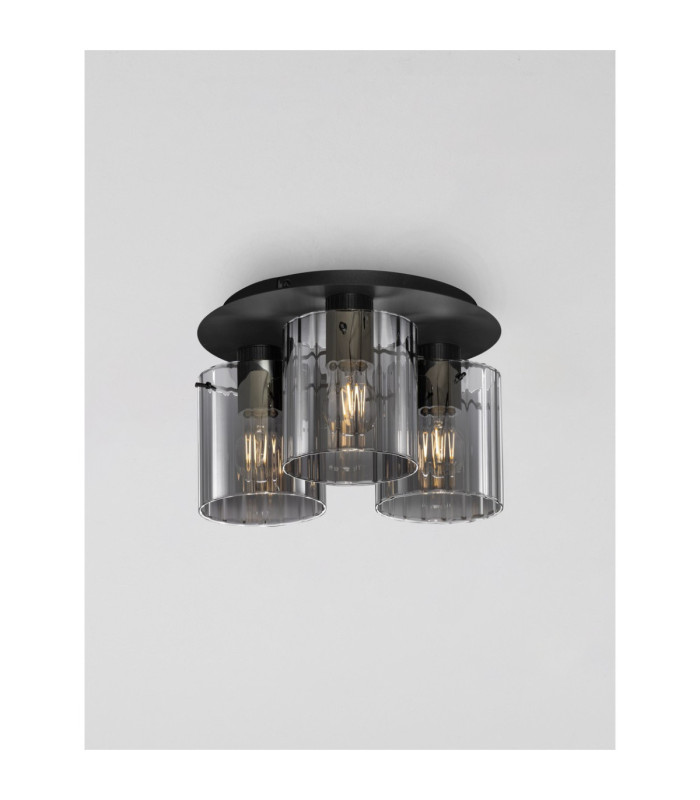 Mirbi Shade Cluster Ceiling Light Smokey Sandy Black E27 3x12W-4