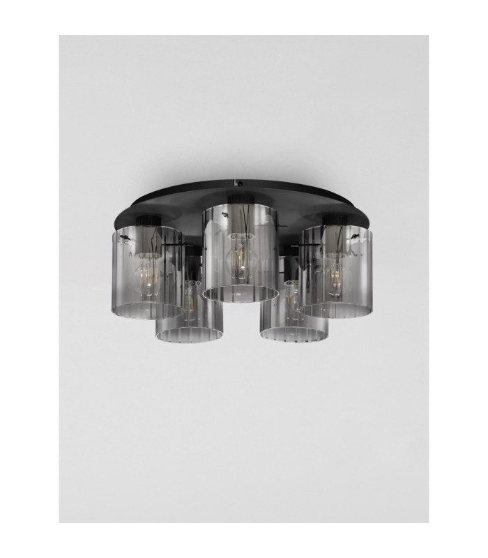 Mirbi Shade Cluster Ceiling Light Smokey Sandy Black E27 5x12W-3