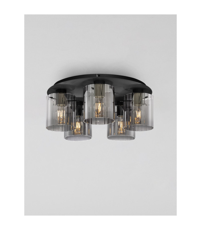 Mirbi Shade Cluster Ceiling Light Smokey Sandy Black E27 5x12W-4