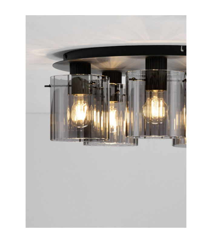 Mirbi Shade Cluster Ceiling Light Smokey Sandy Black E27 5x12W-5