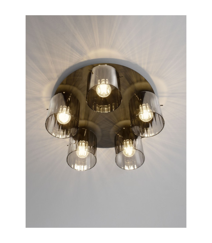 Mirbi Shade Cluster Ceiling Light Smokey Sandy Black E27 5x12W-6