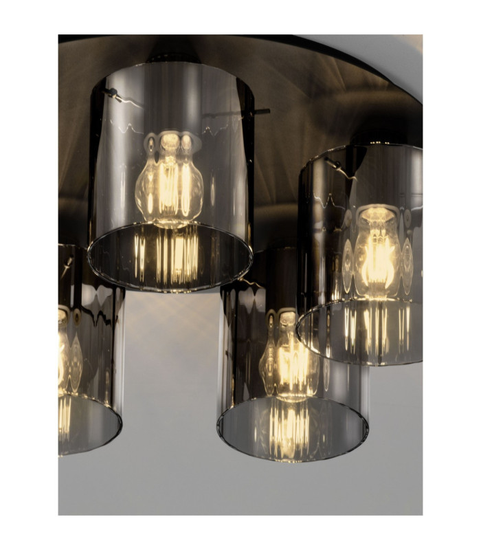 Mirbi Shade Cluster Ceiling Light Smokey Sandy Black E27 5x12W-7