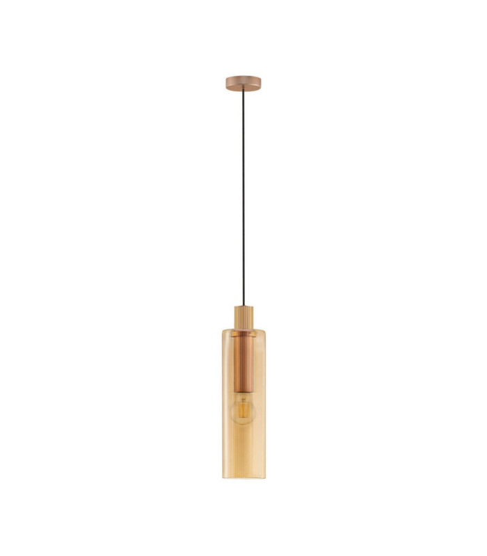 Zoella Slim Pendant Ceiling Light Gold Amber E27 1x12W-1