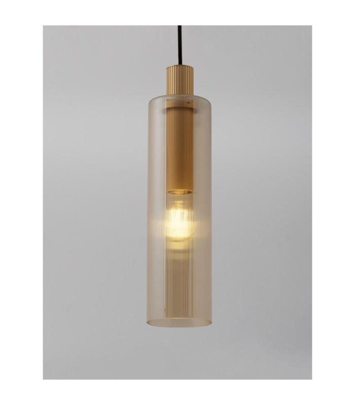 Zoella Slim Pendant Ceiling Light Gold Amber E27 1x12W-5