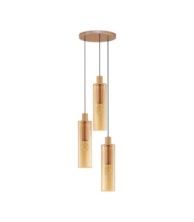 Zoella Cluster Pendant Ceiling Light Gold Amber E27 3x12W-1