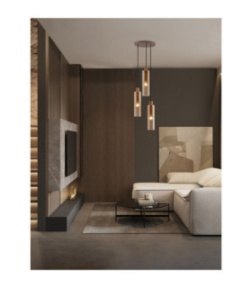 Zoella Cluster Pendant Ceiling Light Gold Amber E27 3x12W-2