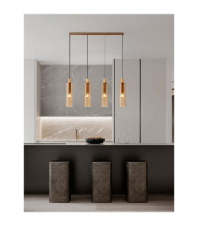 Zoella Bar Pendant Ceiling Light Gold Amber E27 4x12W-2