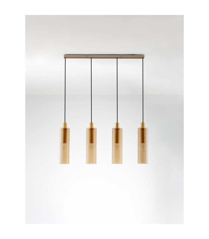 Zoella Bar Pendant Ceiling Light Gold Amber E27 4x12W-3