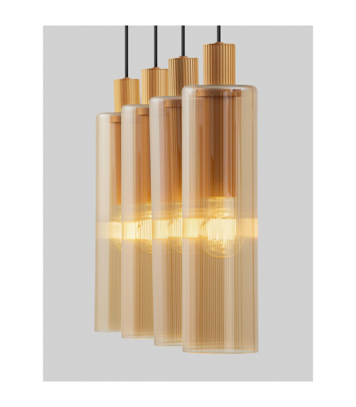 Zoella Bar Pendant Ceiling Light Gold Amber E27 4x12W-5