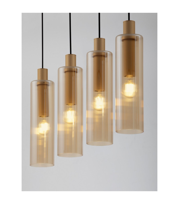 Zoella Bar Pendant Ceiling Light Gold Amber E27 4x12W-6