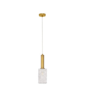 Certa Slim Pendant Ceiling Light Clear Structured Gold E27 1x12W-1