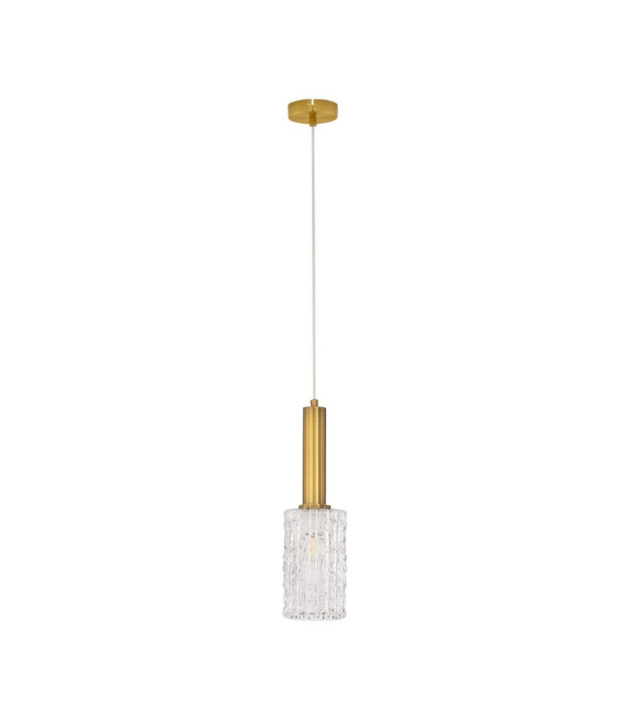 Certa Slim Pendant Ceiling Light Clear Structured Gold E27 1x12W-1