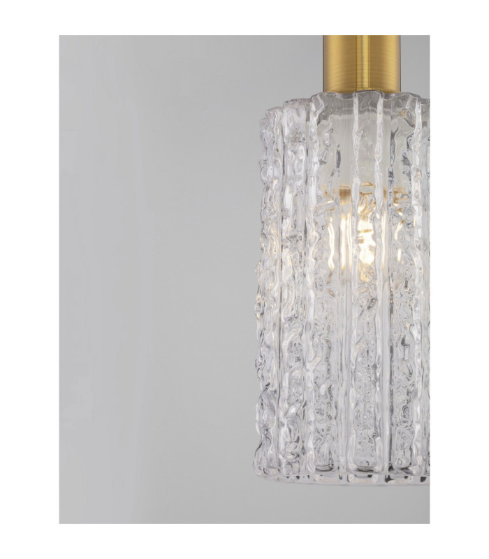 Certa Slim Pendant Ceiling Light Clear Structured Gold E27 1x12W-2