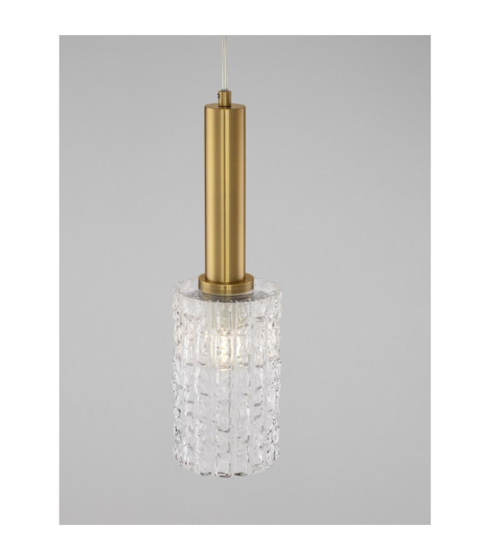 Certa Slim Pendant Ceiling Light Clear Structured Gold E27 1x12W-5