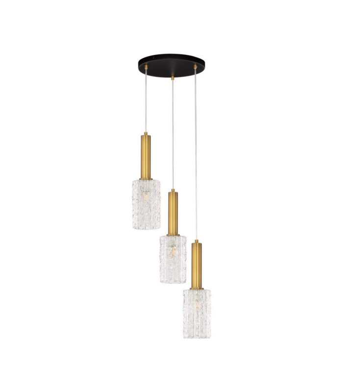 Certa Cluster Pendant Ceiling Light Clear Structured Gold E27 3x12W-1