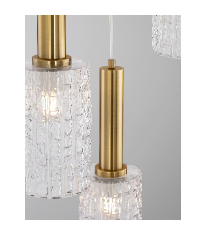 Certa Cluster Pendant Ceiling Light Clear Structured Gold E27 3x12W-5