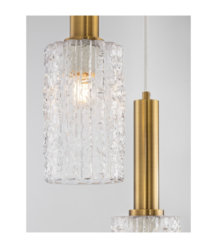 Certa Cluster Pendant Ceiling Light Clear Structured Gold E27 3x12W-6
