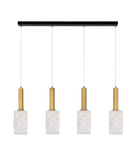 Certa Bar Pendant Ceiling Light Clear Structured Gold E27 4x12W-1