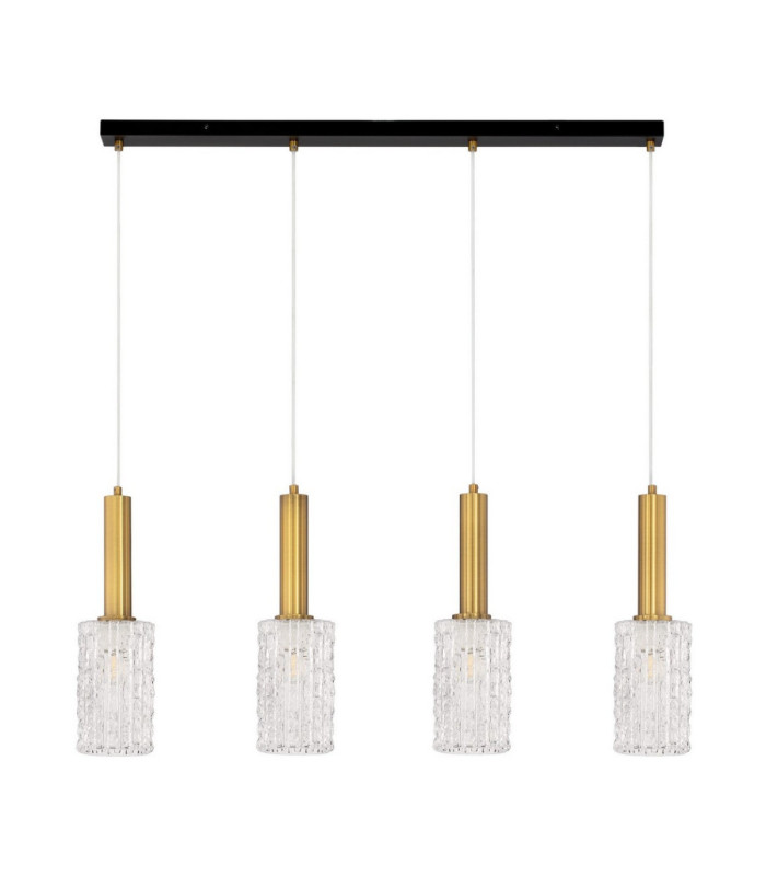 Certa Bar Pendant Ceiling Light Clear Structured Gold E27 4x12W-1