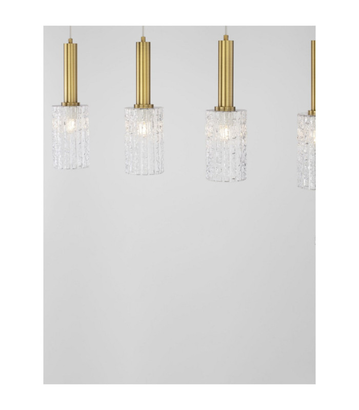 Certa Bar Pendant Ceiling Light Clear Structured Gold E27 4x12W-5