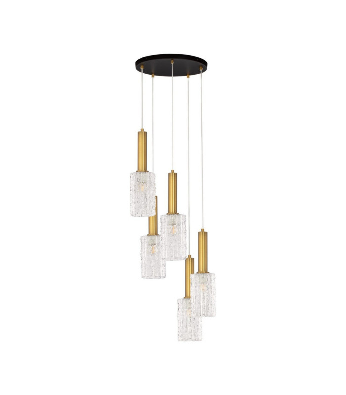 Certa Cluster Pendant Ceiling Light Clear Structured Gold E27 5x12W-1