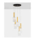 Certa Cluster Pendant Ceiling Light Clear Structured Gold E27 5x12W-5
