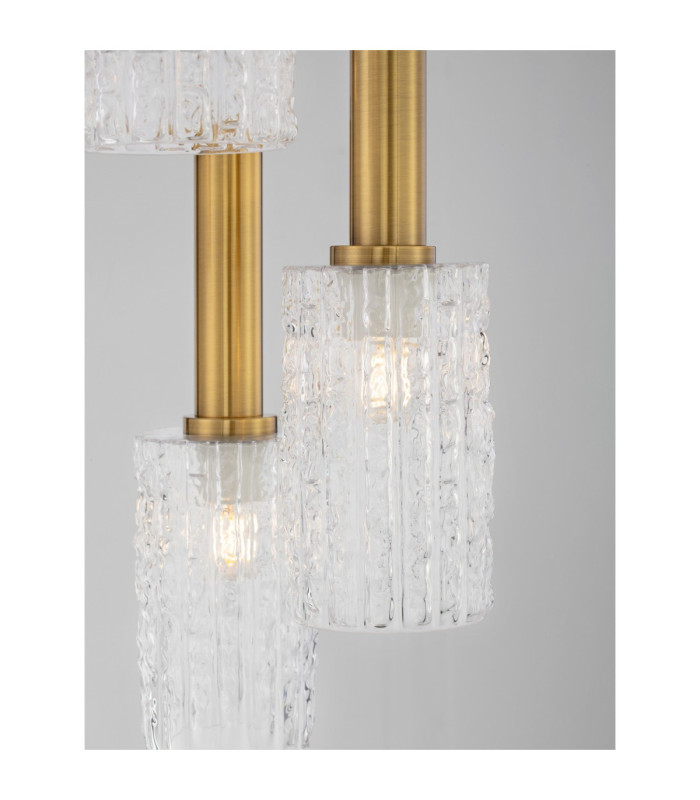 Certa Cluster Pendant Ceiling Light Clear Structured Gold E27 5x12W-8