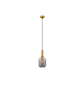 Maho Slim Pendant Ceiling Light Smokey Brass Gold E27 1x12W-1