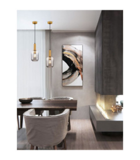 Maho Slim Pendant Ceiling Light Smokey Brass Gold E27 1x12W-2